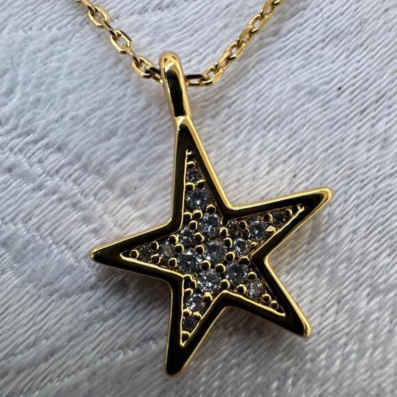 Kate Spade Gold Tone CZ Crystal Star Pendant Necklace Chic Fashion Trendy Style - Picture 6 of 14